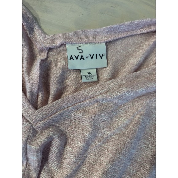 Ava & Viv Top Womens 1X Heather Pink V Neck Dolman Sleeve Plus Size Casual - Picture 16 of 16